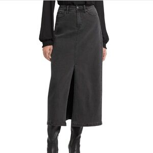 NYDJ Petite High Rise Denim Maxi Skirt in Cloud Stone